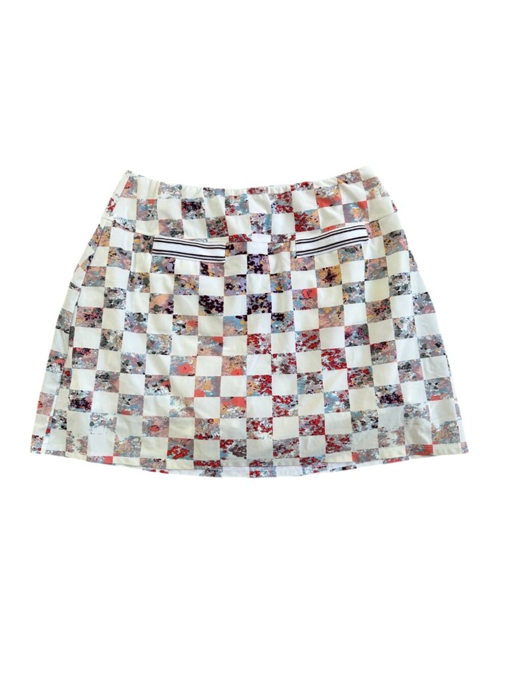 Foray Golf Women's Sz Medium Floral Checkered Skort Multicolor Elastic Waist